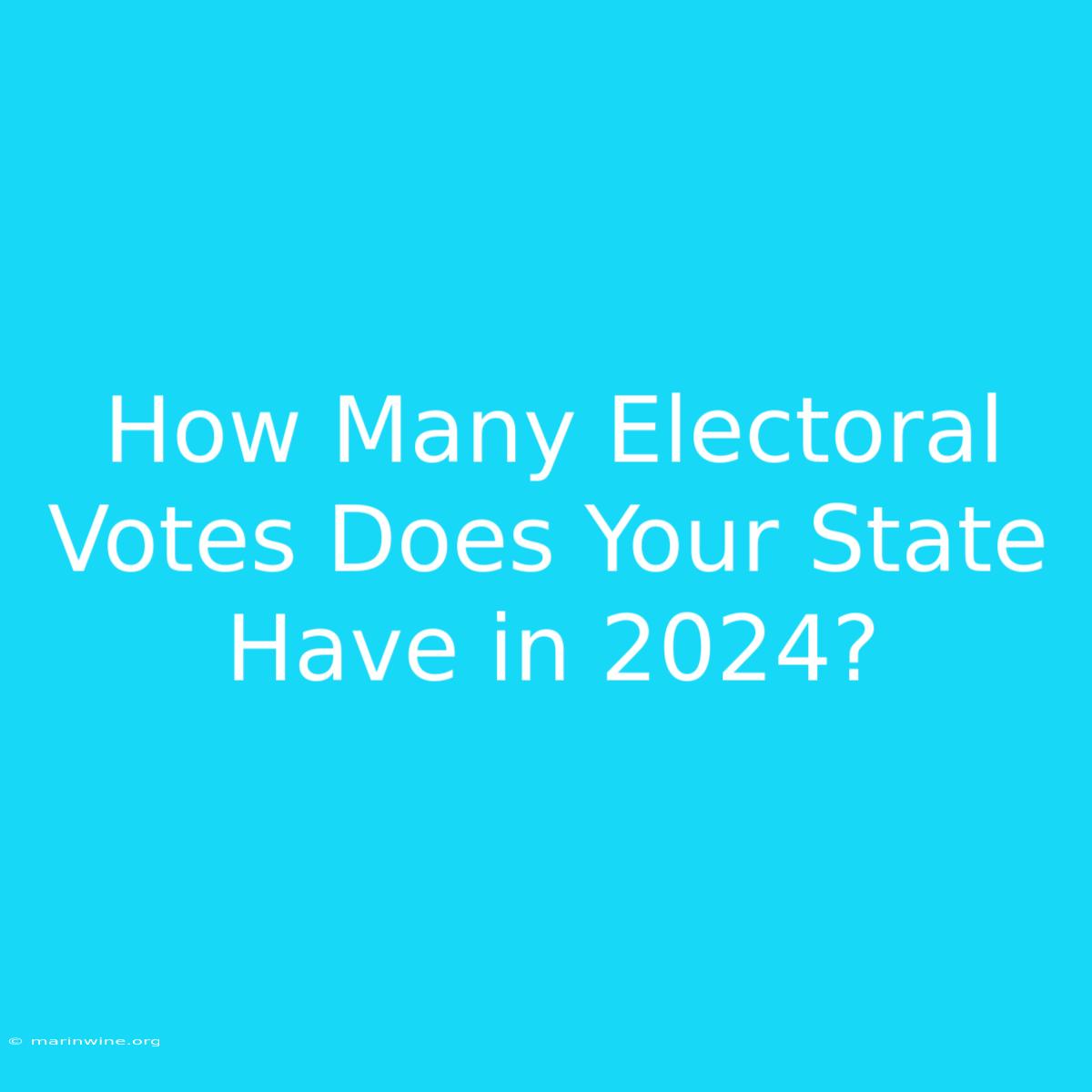 How Many Electoral Votes Does Your State Have In 2024? 