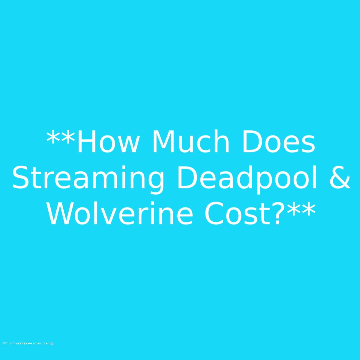 **How Much Does Streaming Deadpool & Wolverine Cost?**