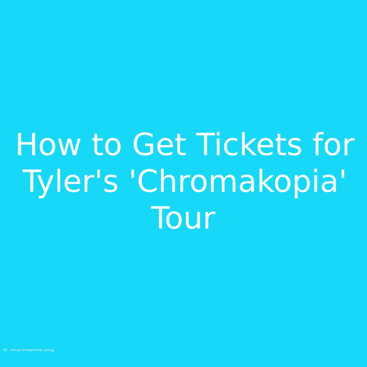 How To Get Tickets For Tyler's 'Chromakopia' Tour