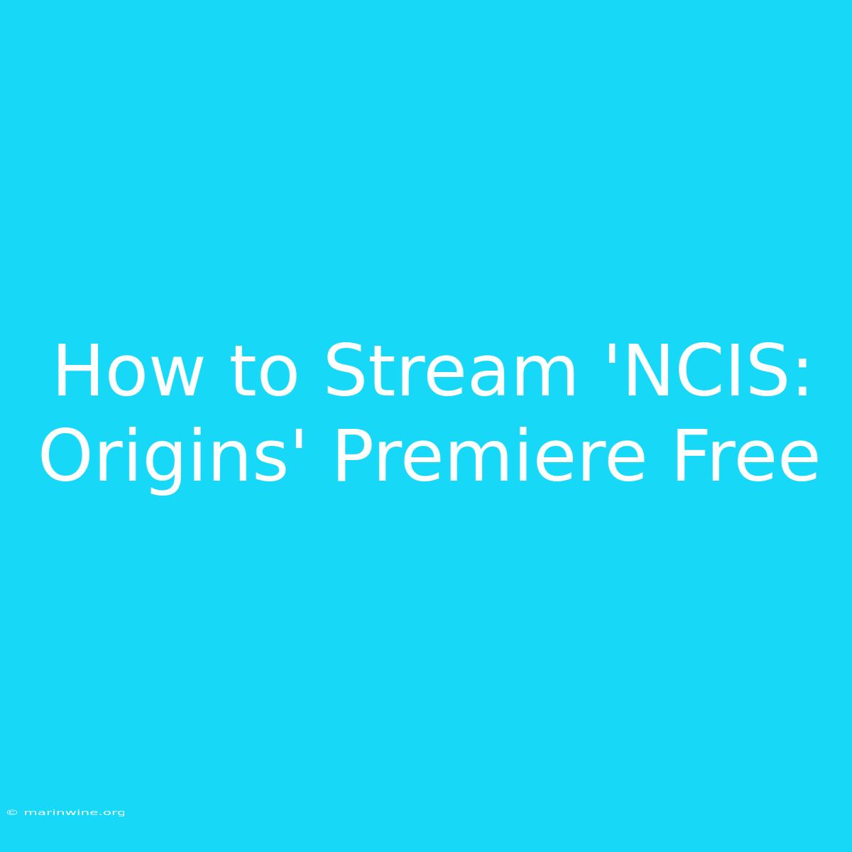 How To Stream 'NCIS: Origins' Premiere Free 