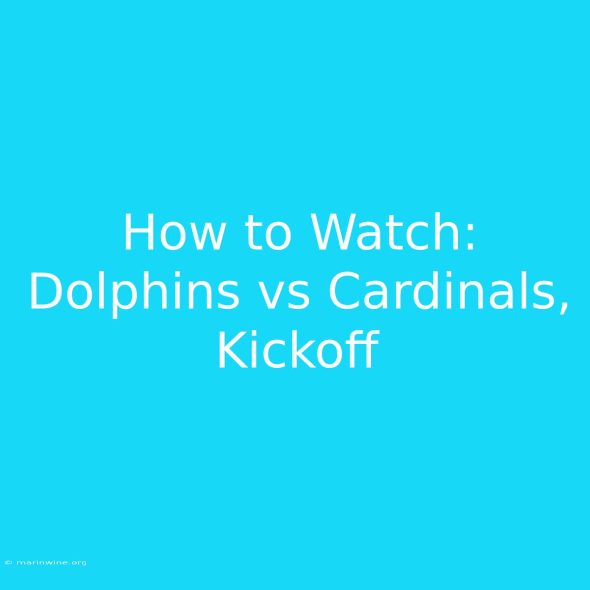 How To Watch: Dolphins Vs Cardinals, Kickoff 