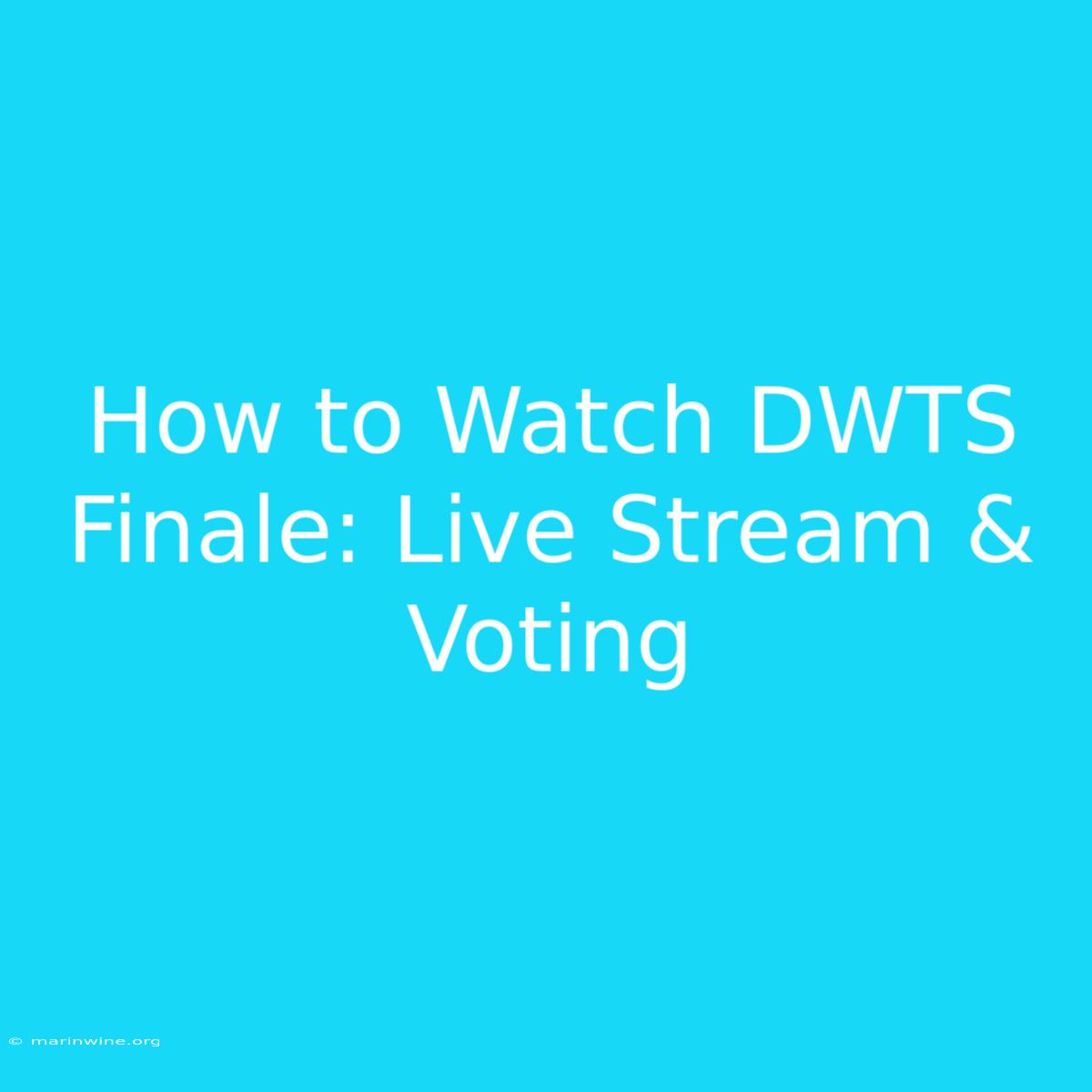 How To Watch DWTS Finale: Live Stream & Voting