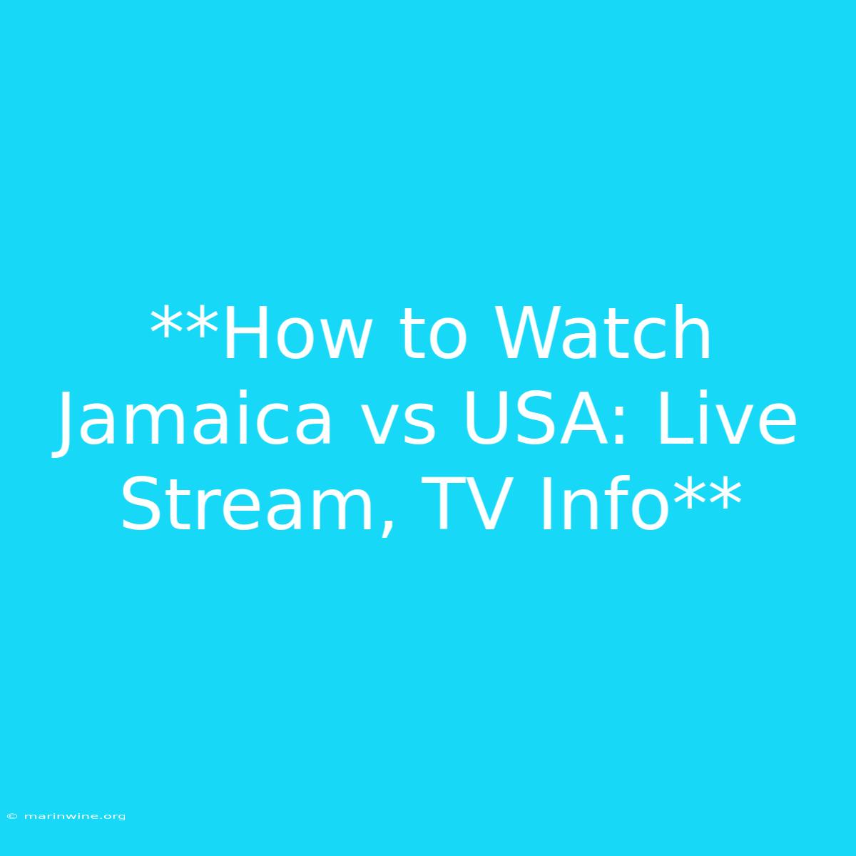 **How To Watch Jamaica Vs USA: Live Stream, TV Info** 