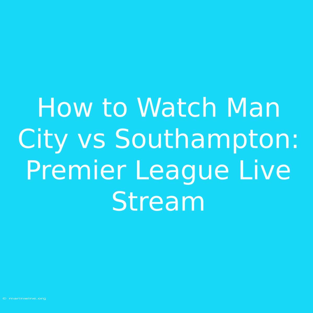 How To Watch Man City Vs Southampton: Premier League Live Stream 