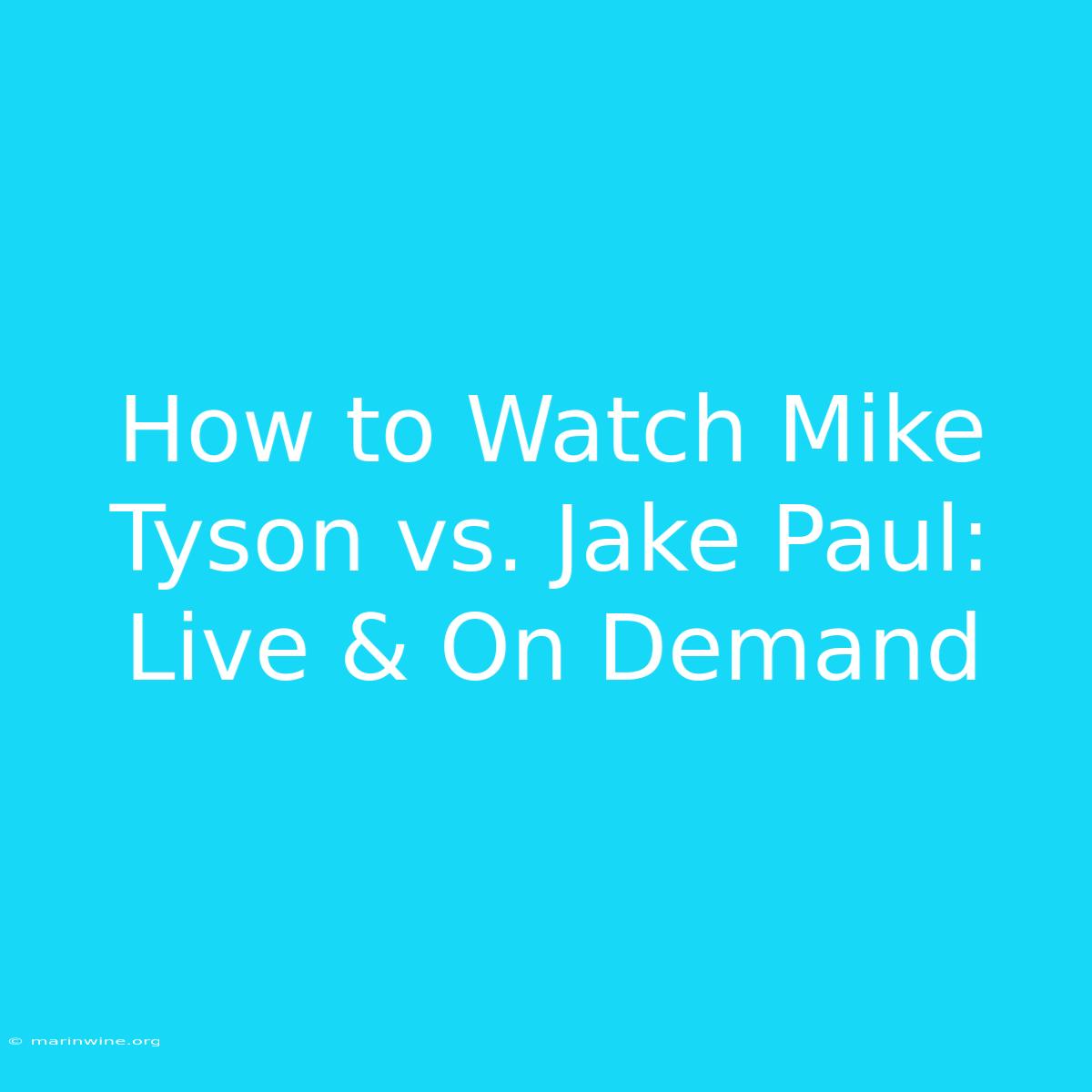 How To Watch Mike Tyson Vs. Jake Paul: Live & On Demand 