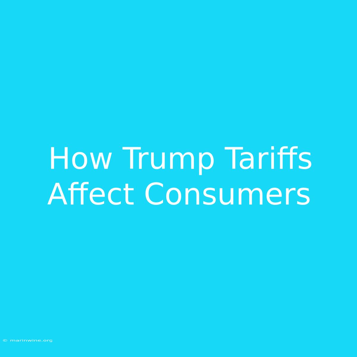 How Trump Tariffs Affect Consumers