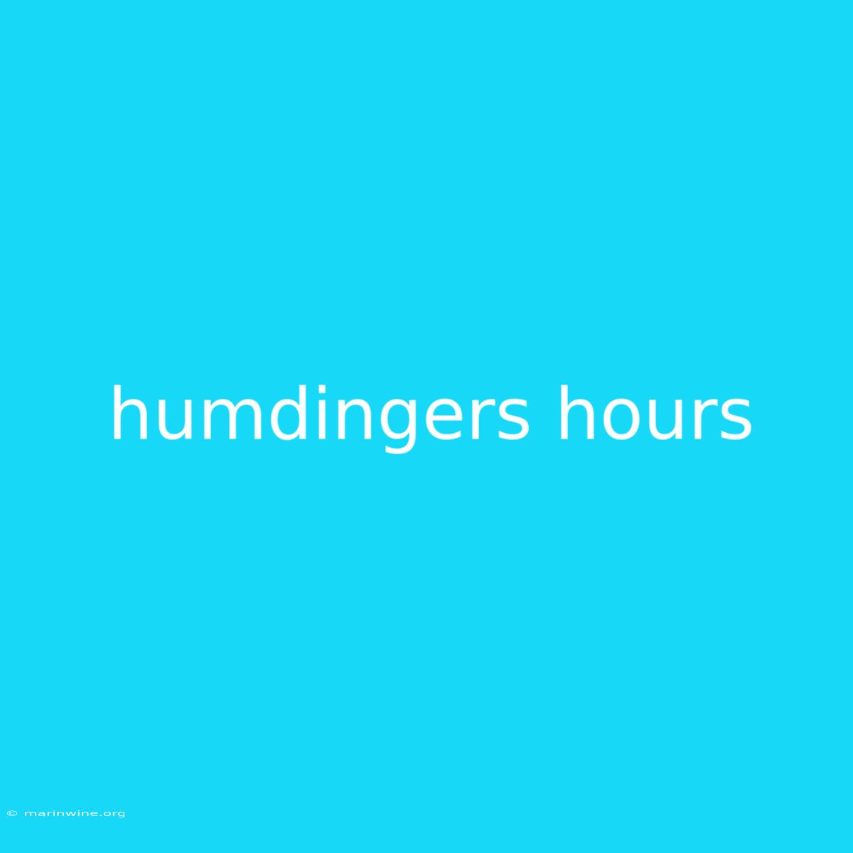 Humdingers Hours