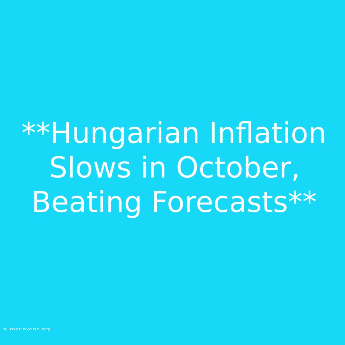 **Hungarian Inflation Slows In October, Beating Forecasts**