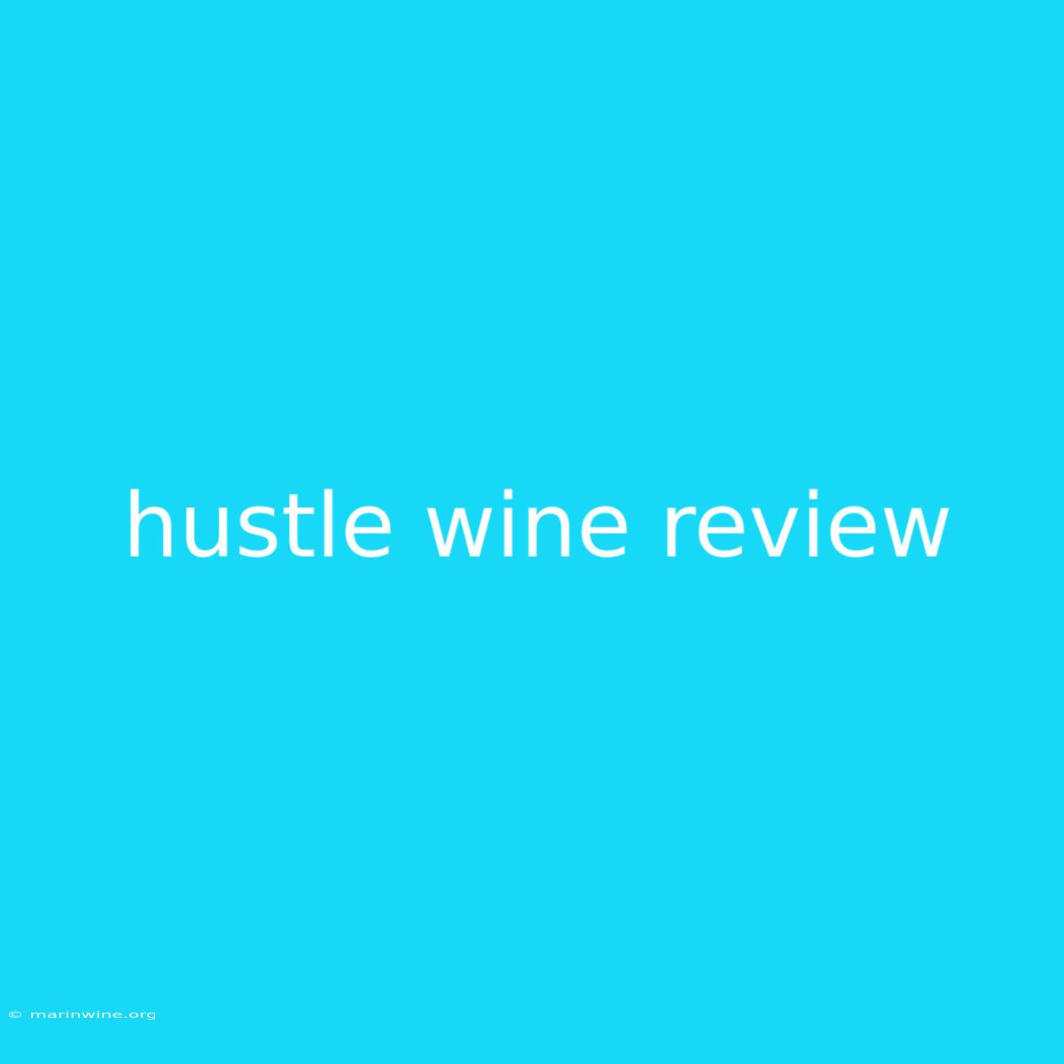 Hustle Wine Review