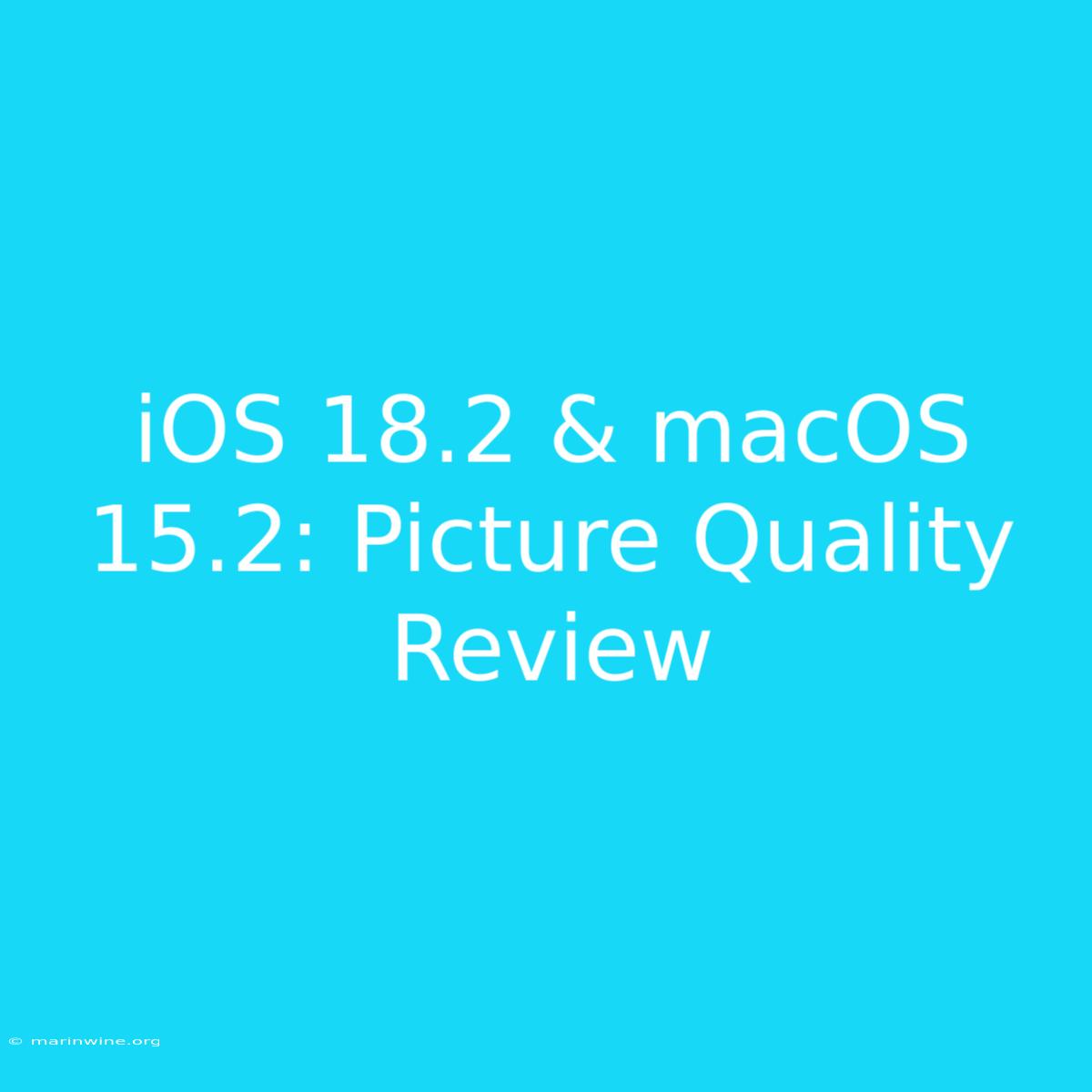 IOS 18.2 & MacOS 15.2: Picture Quality Review