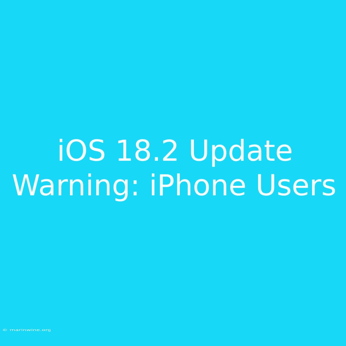 IOS 18.2 Update Warning: IPhone Users