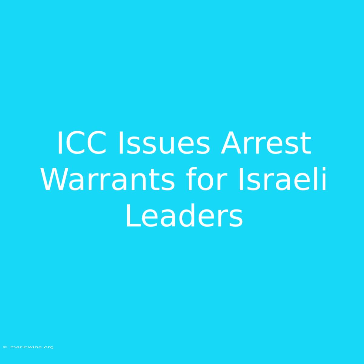 ICC Issues Arrest Warrants For Israeli Leaders