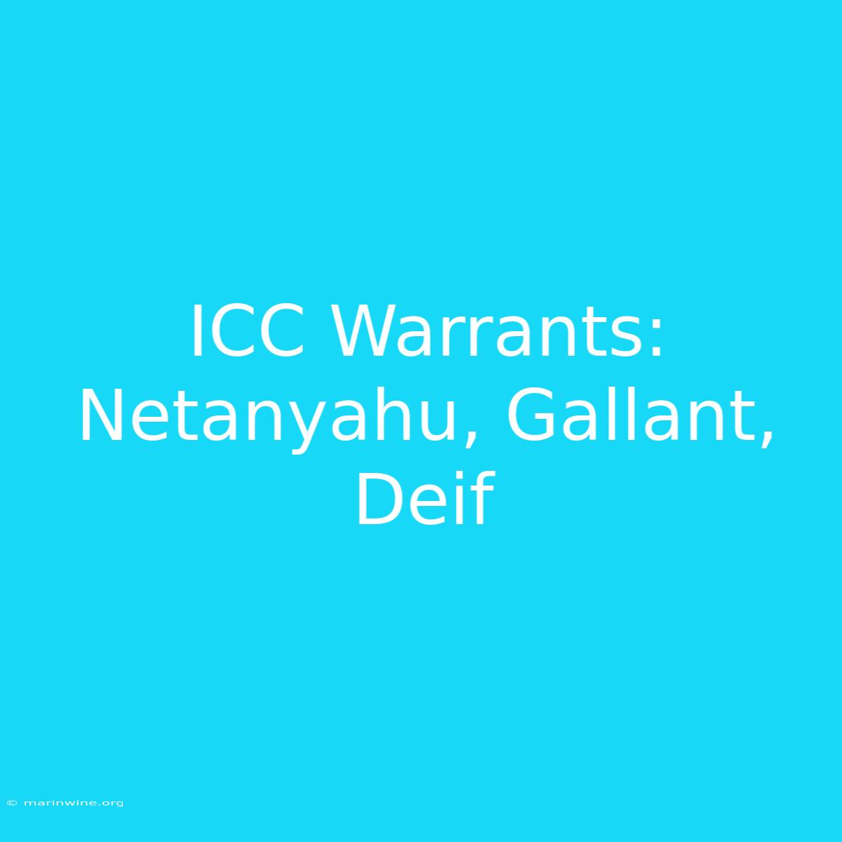 ICC Warrants: Netanyahu, Gallant, Deif