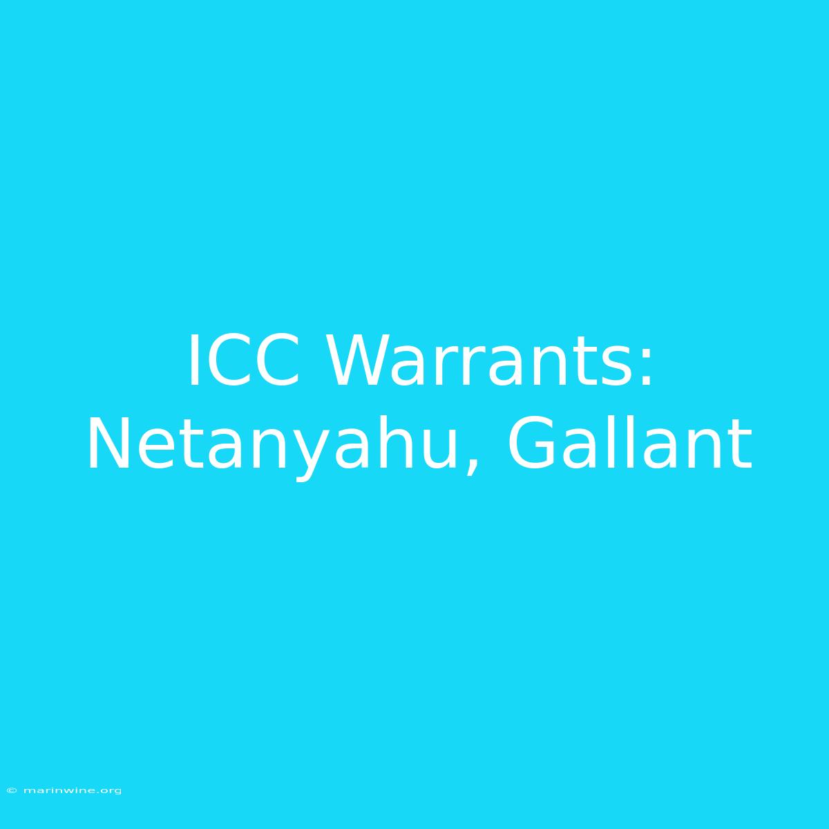 ICC Warrants: Netanyahu, Gallant