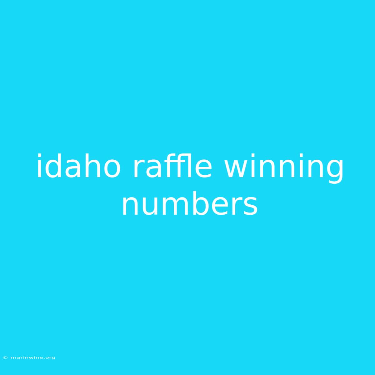 Idaho Raffle Winning Numbers