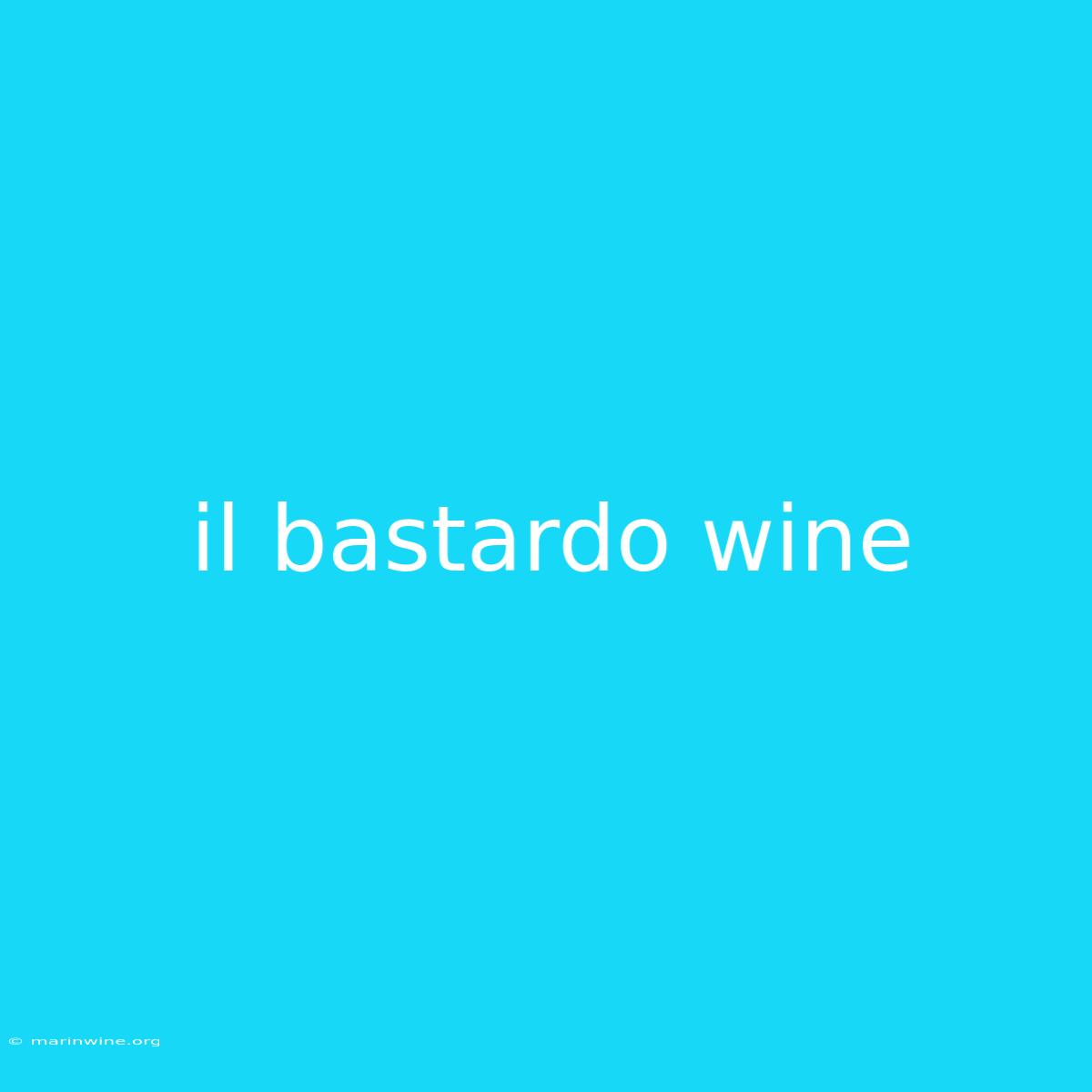 Il Bastardo Wine