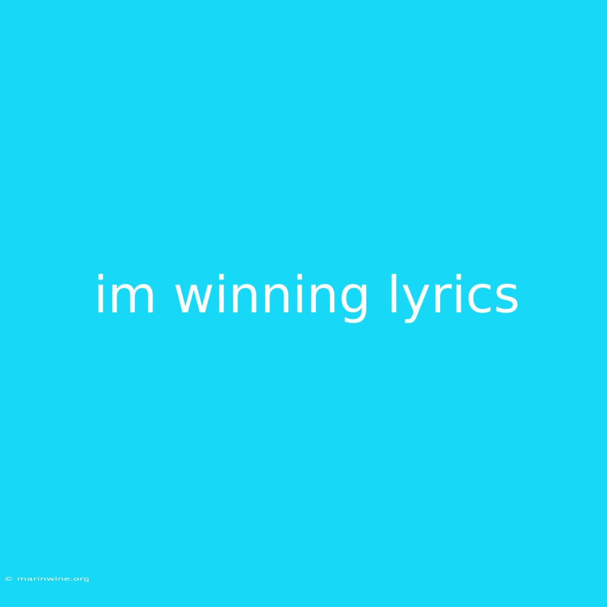 Im Winning Lyrics