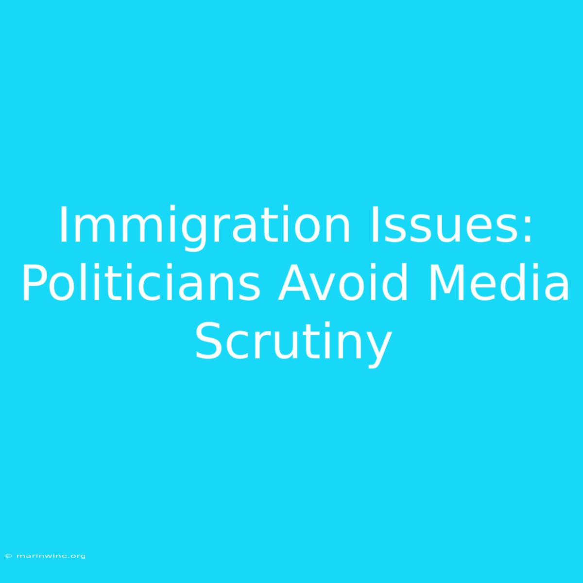 Immigration Issues: Politicians Avoid Media Scrutiny 