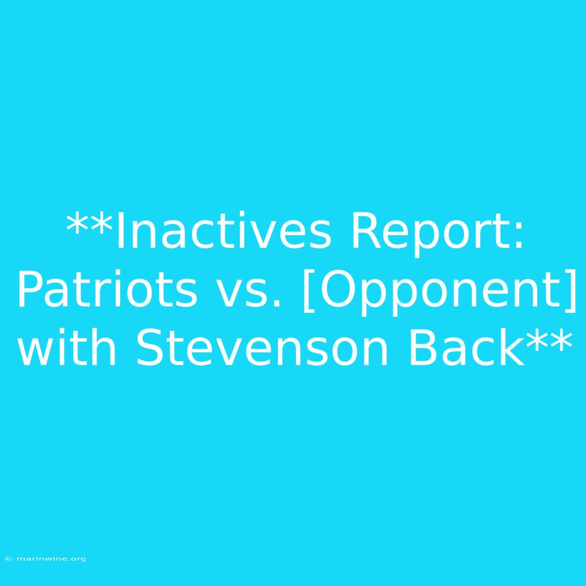 **Inactives Report: Patriots Vs. [Opponent] With Stevenson Back** 