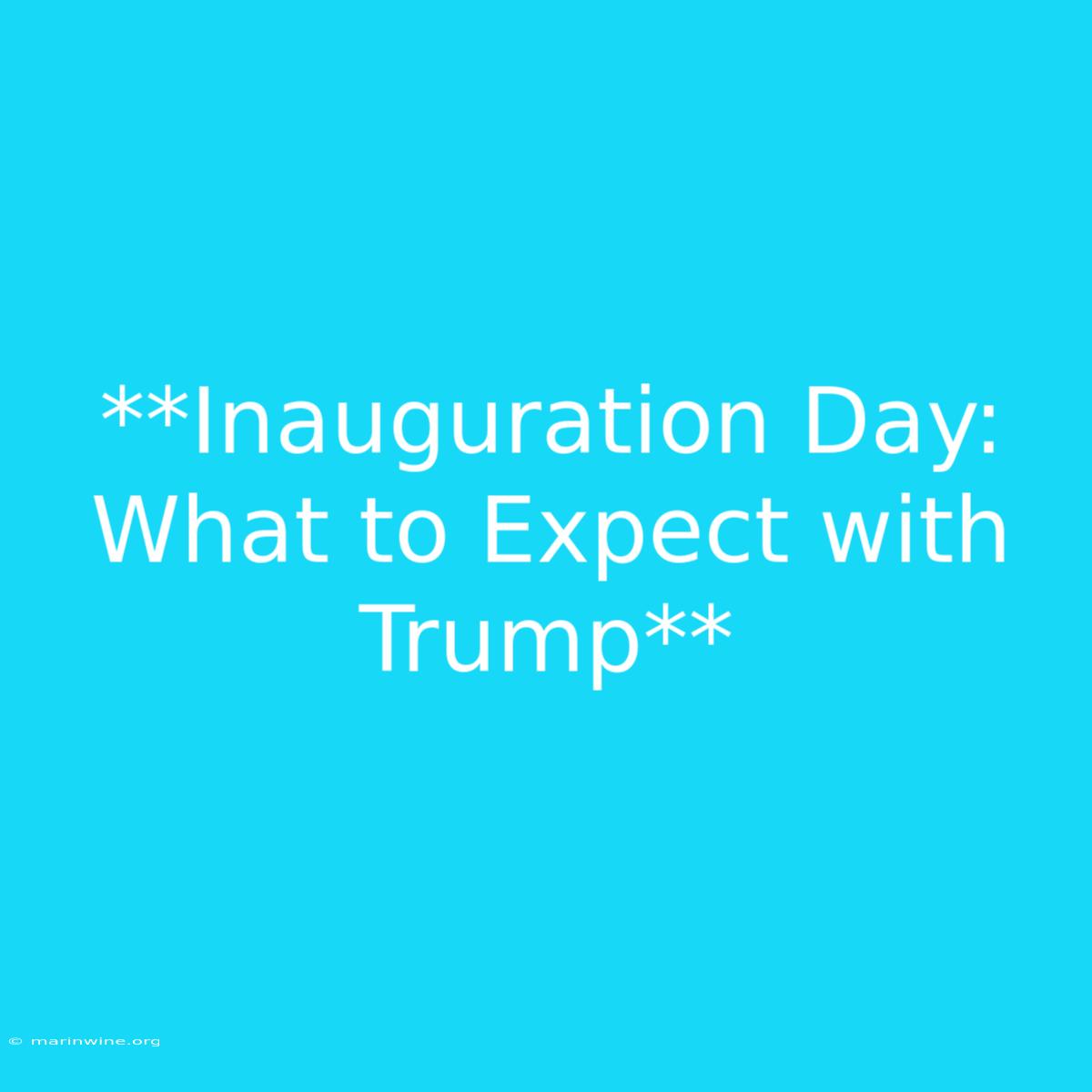 **Inauguration Day: What To Expect With Trump**