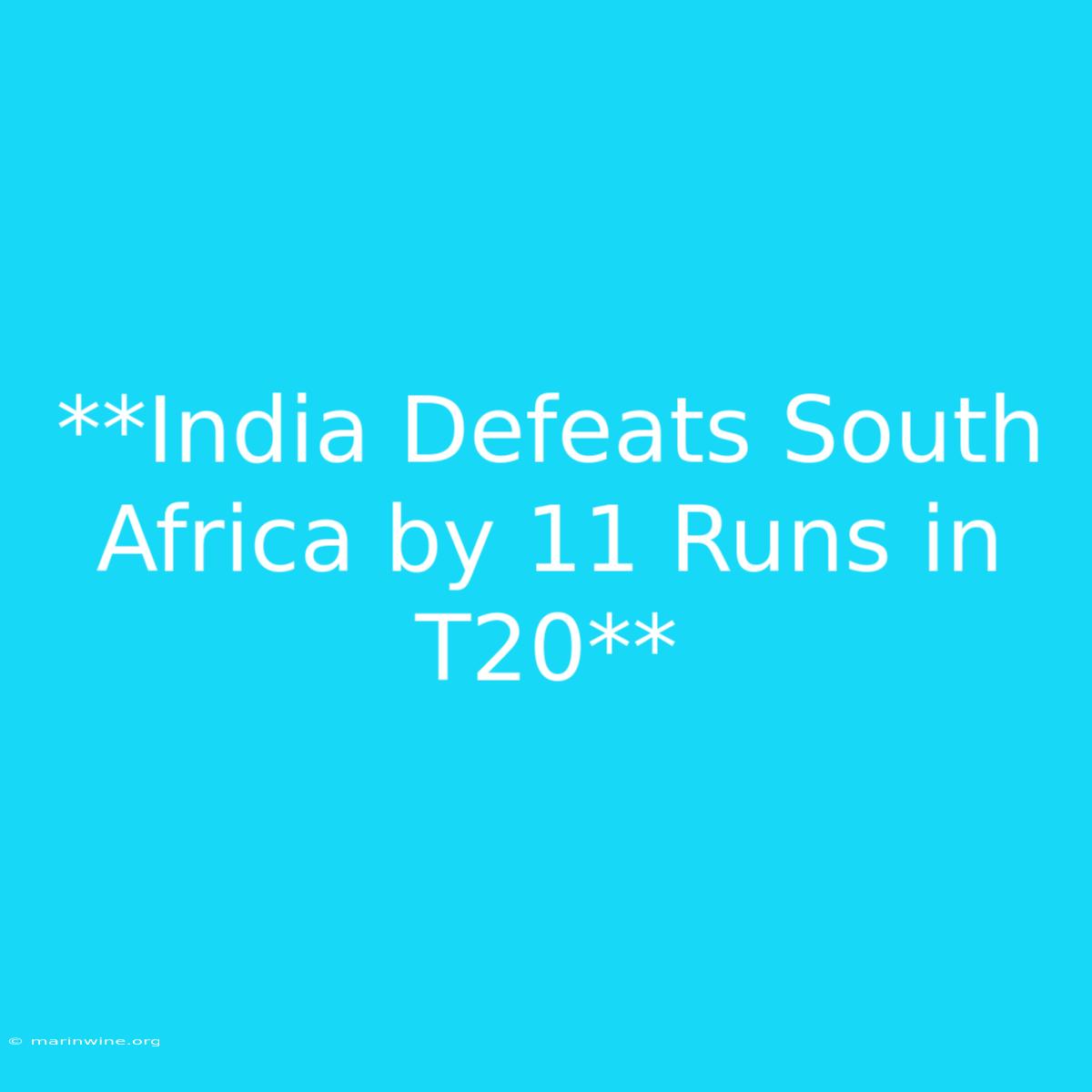 **India Defeats South Africa By 11 Runs In T20**