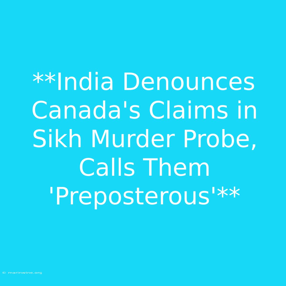 **India Denounces Canada's Claims In Sikh Murder Probe, Calls Them 'Preposterous'** 