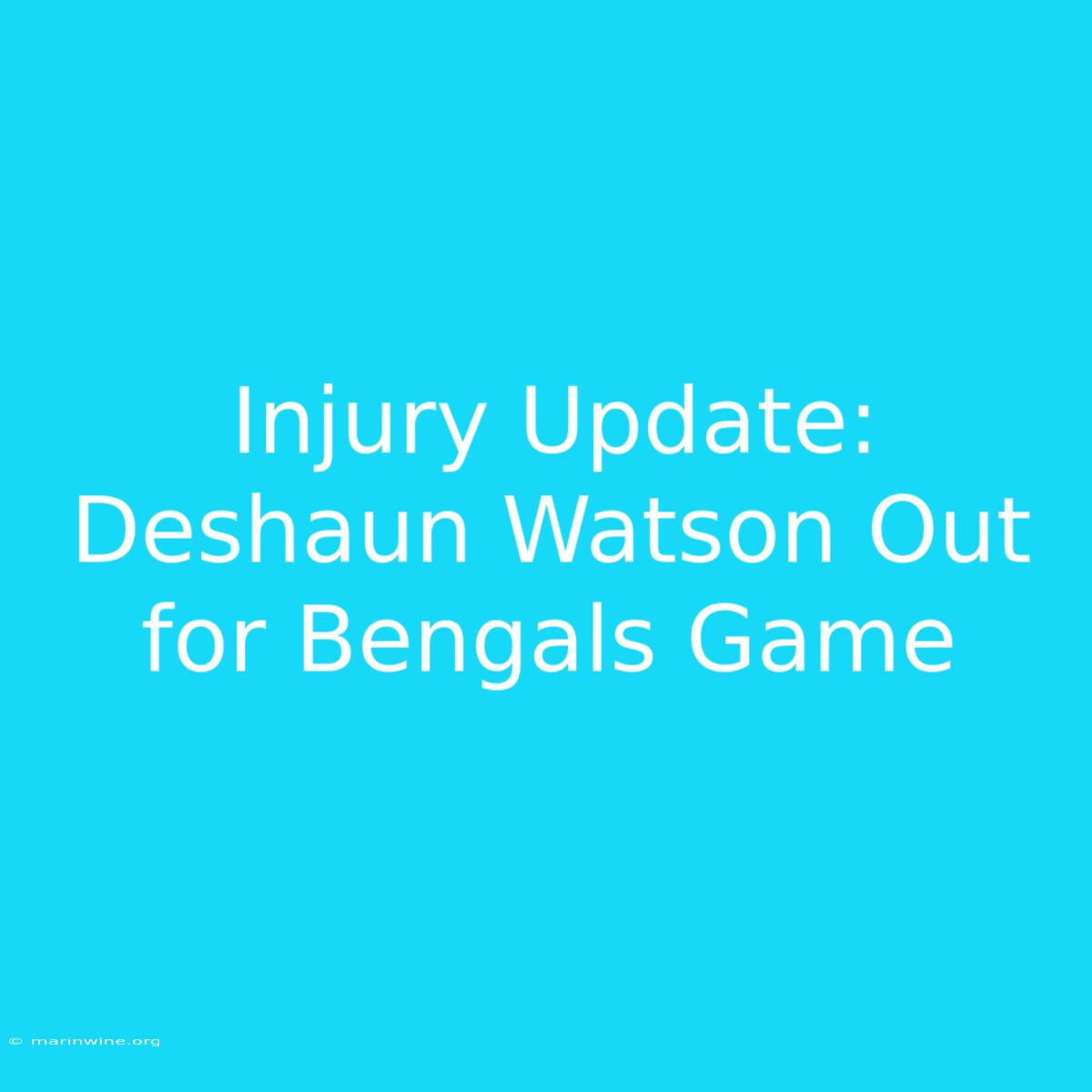 Injury Update: Deshaun Watson Out For Bengals Game 