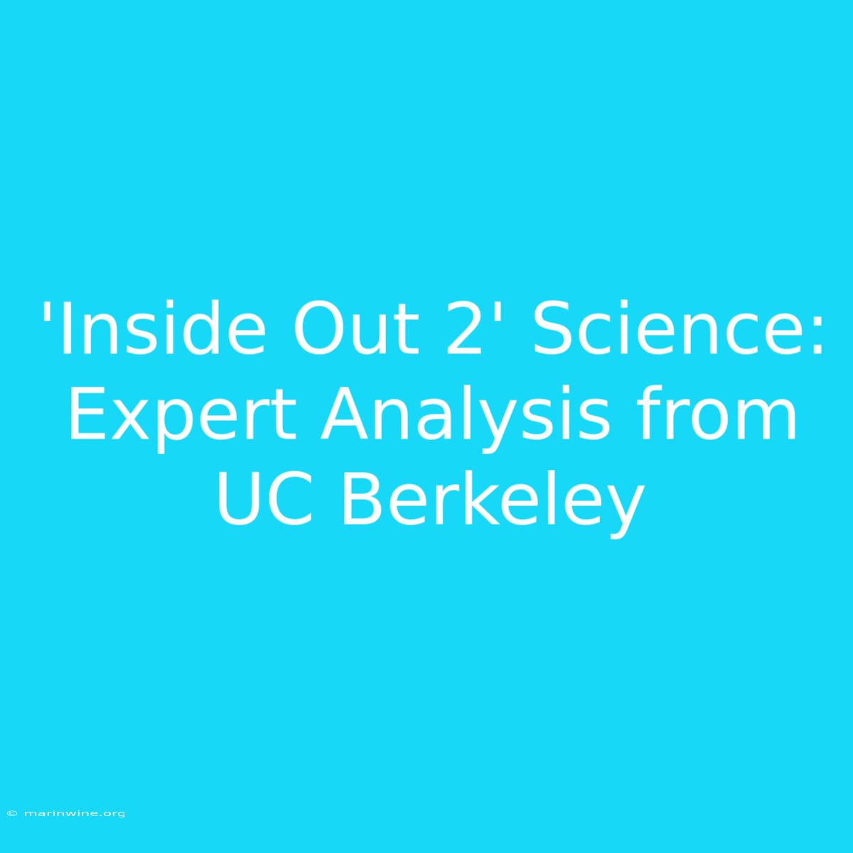 'Inside Out 2' Science: Expert Analysis From UC Berkeley