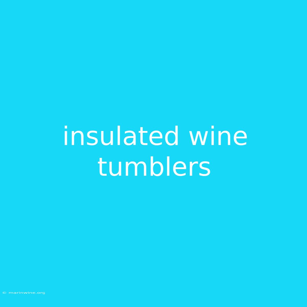 Insulated Wine Tumblers