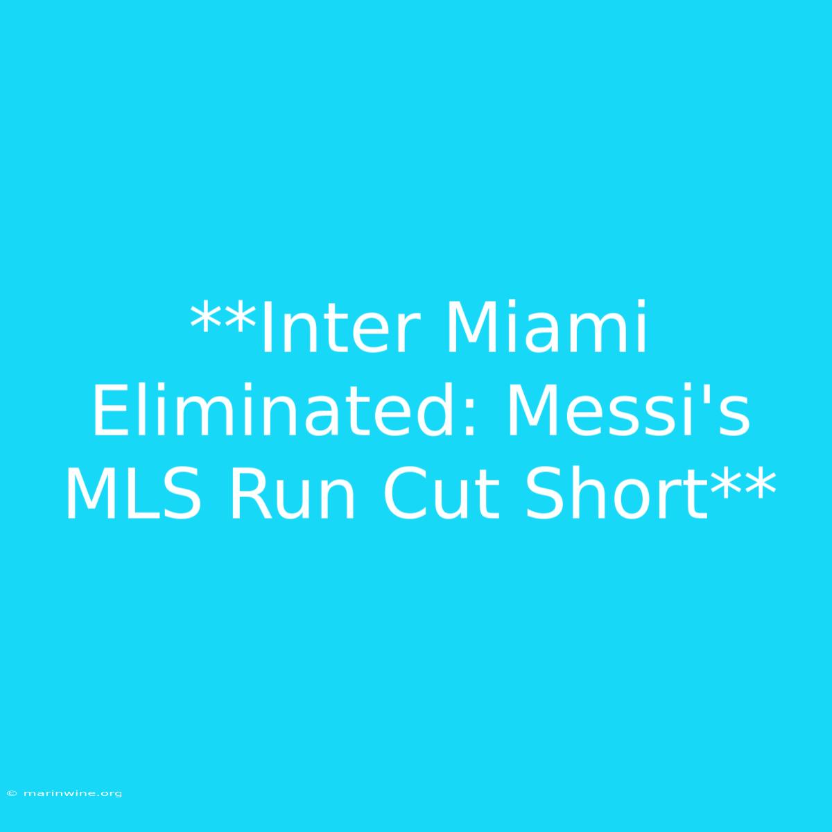 **Inter Miami Eliminated: Messi's MLS Run Cut Short**