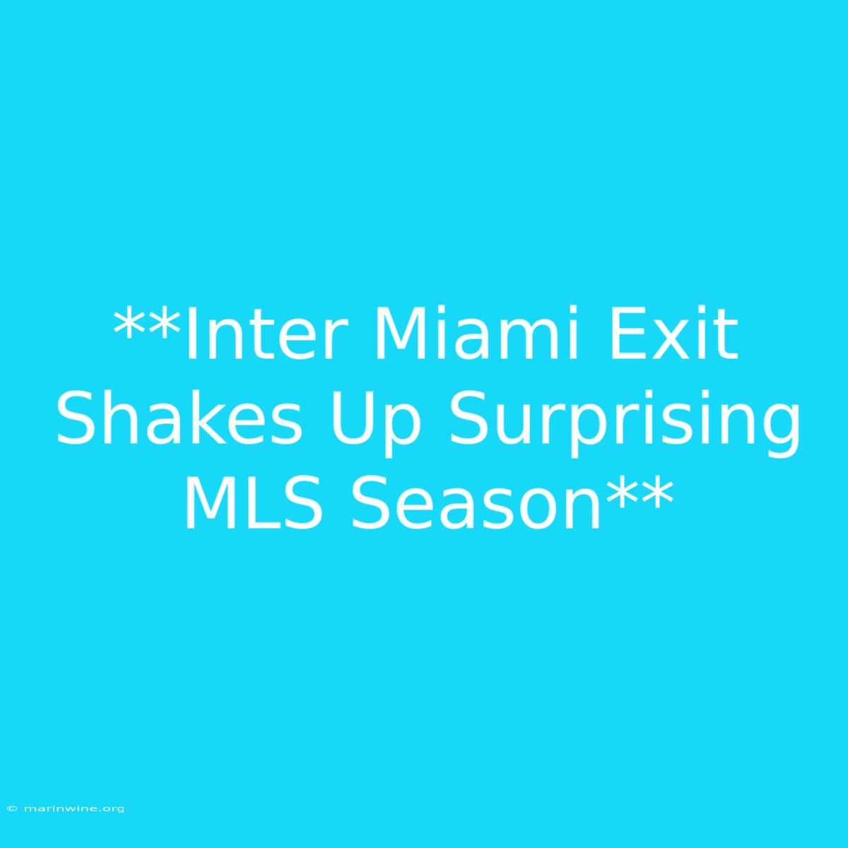 **Inter Miami Exit Shakes Up Surprising MLS Season**