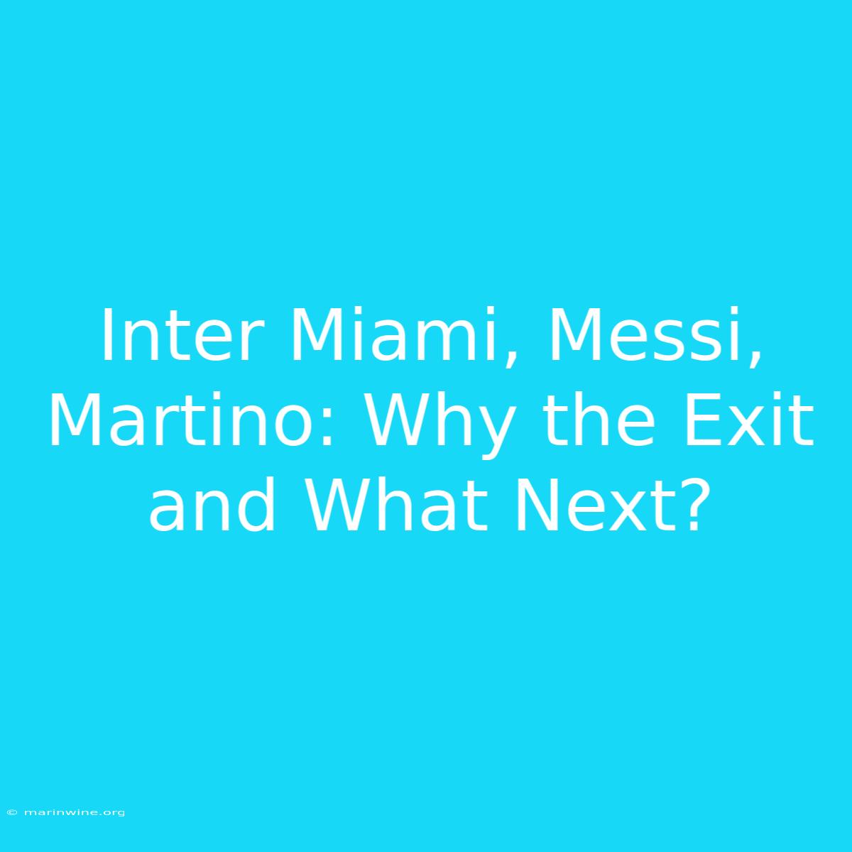 Inter Miami, Messi, Martino: Why The Exit And What Next?