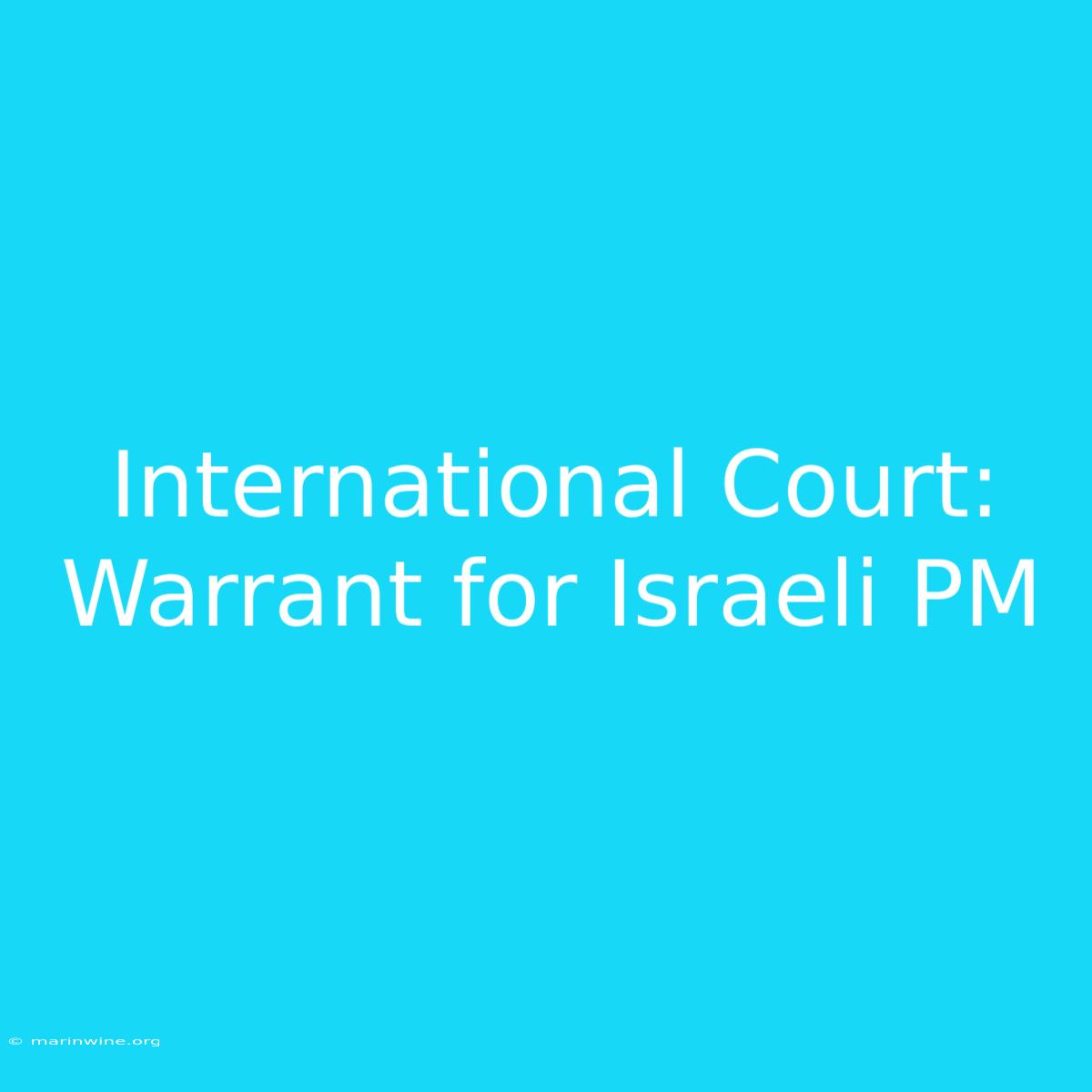 International Court: Warrant For Israeli PM