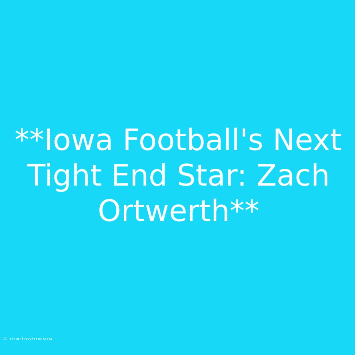 **Iowa Football's Next Tight End Star: Zach Ortwerth**