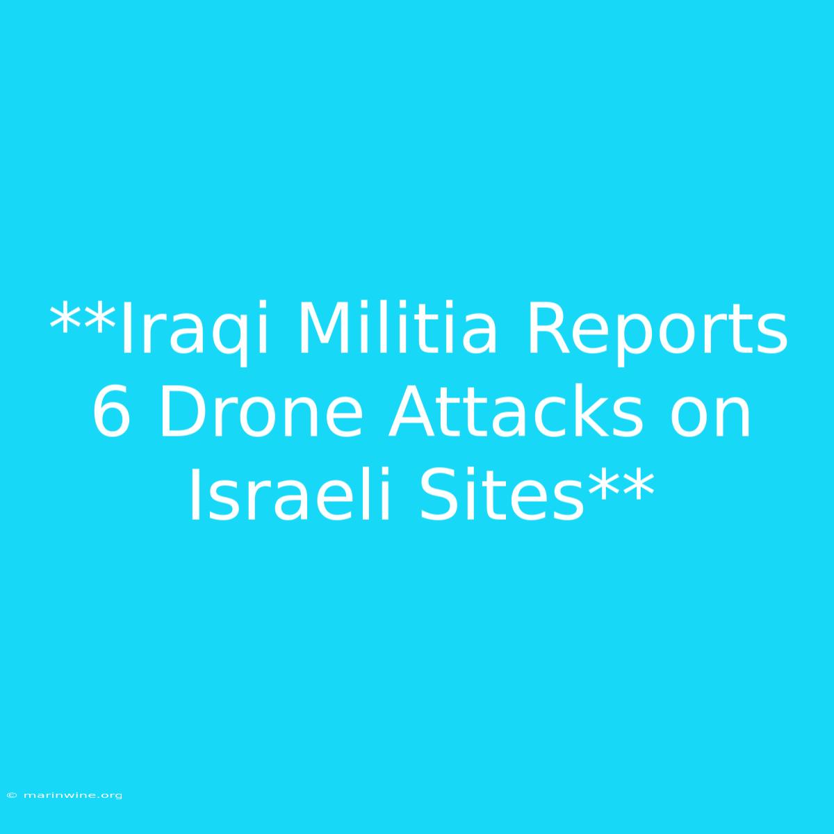 **Iraqi Militia Reports 6 Drone Attacks On Israeli Sites**