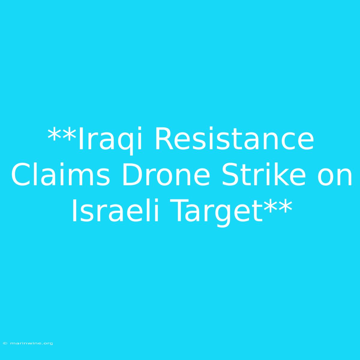 **Iraqi Resistance Claims Drone Strike On Israeli Target**