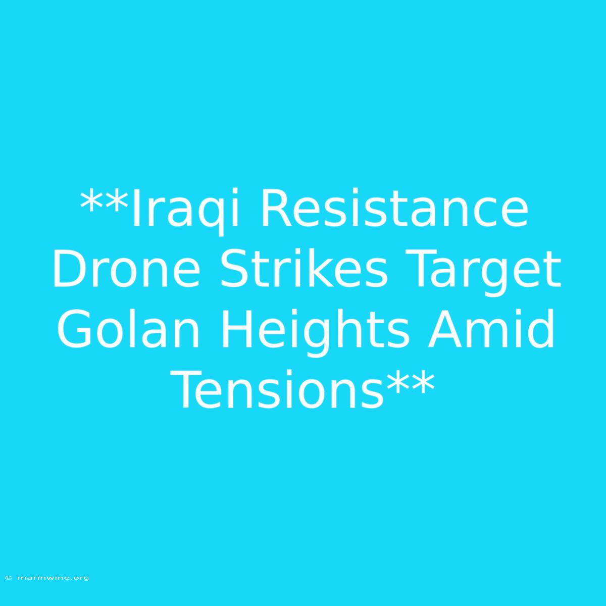 **Iraqi Resistance Drone Strikes Target Golan Heights Amid Tensions** 