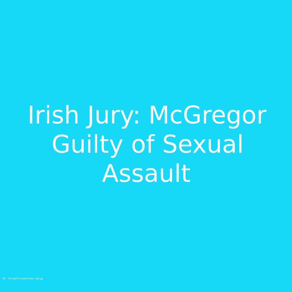 Irish Jury: McGregor Guilty Of Sexual Assault