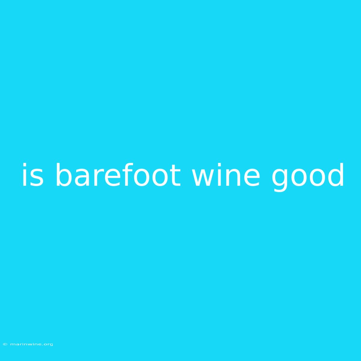 Is Barefoot Wine Good