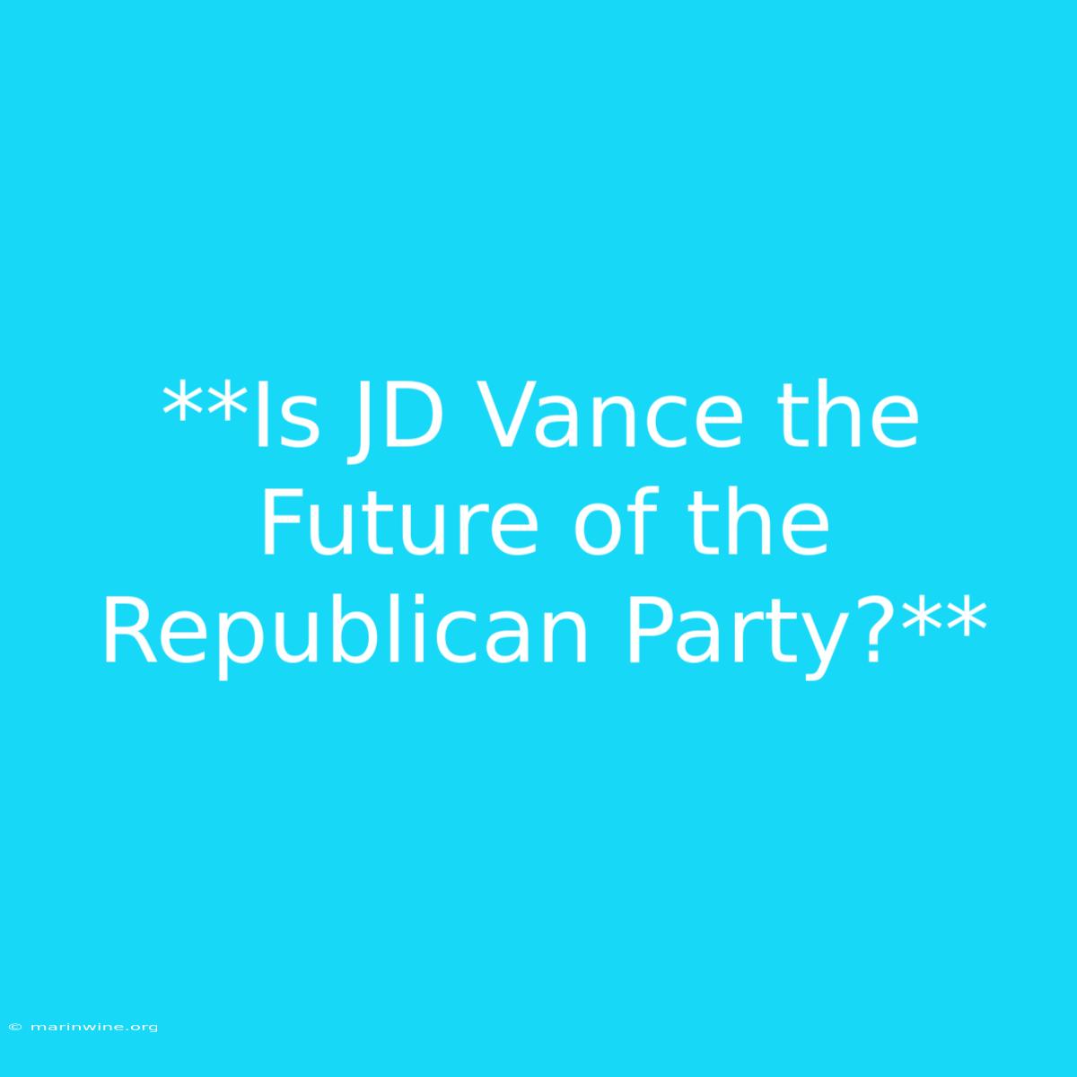 **Is JD Vance The Future Of The Republican Party?**