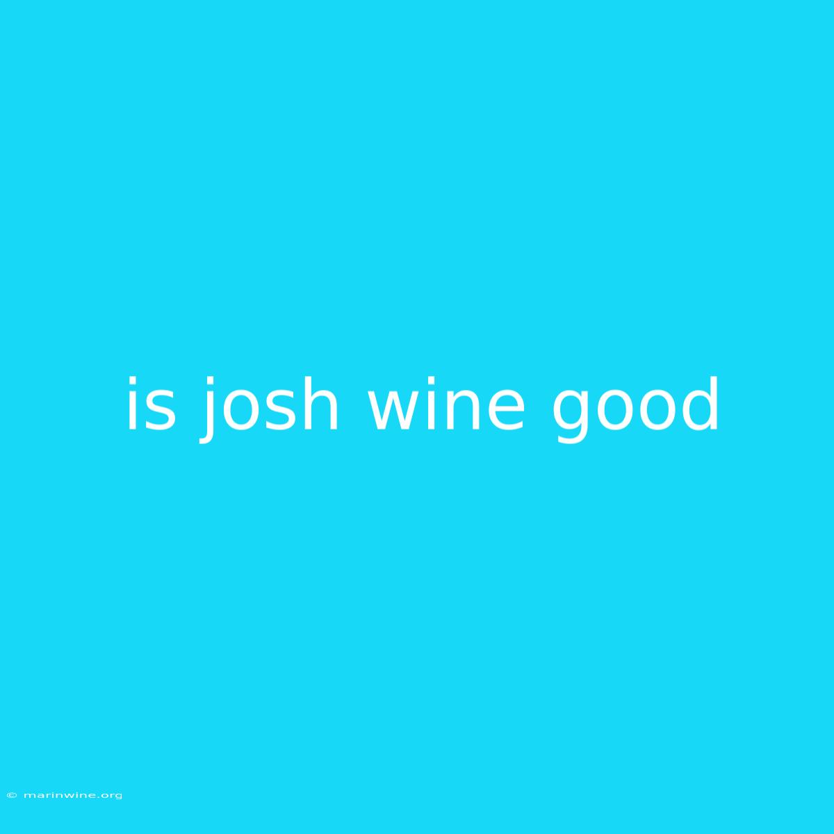 Is Josh Wine Good