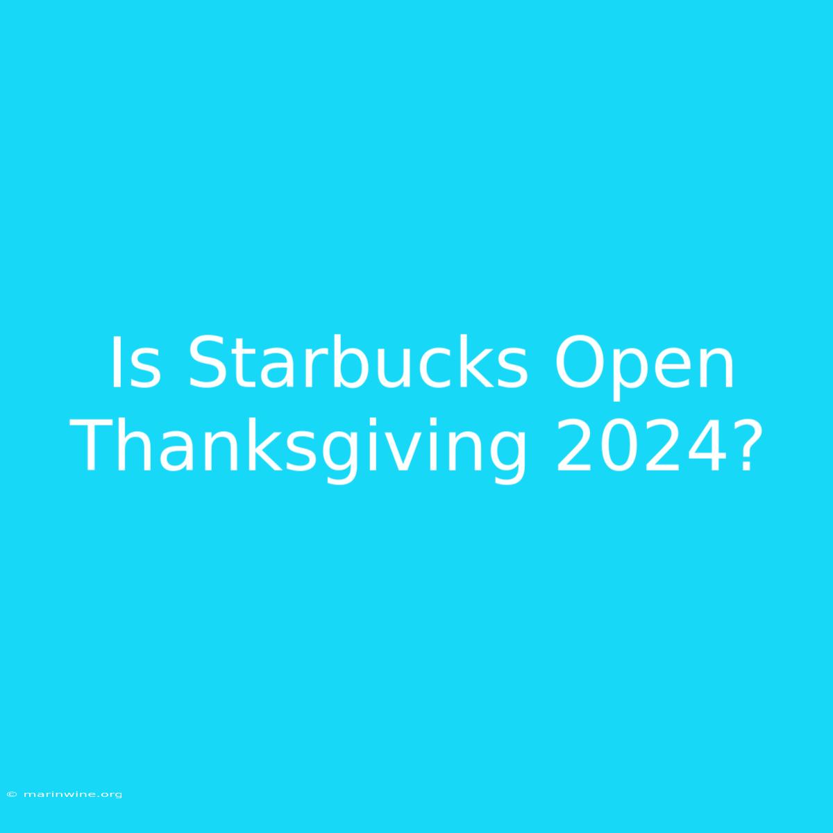 Is Starbucks Open Thanksgiving 2024?