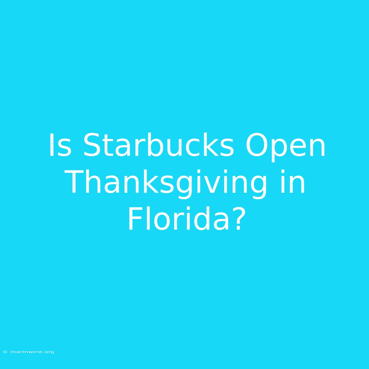 Is Starbucks Open Thanksgiving In Florida?