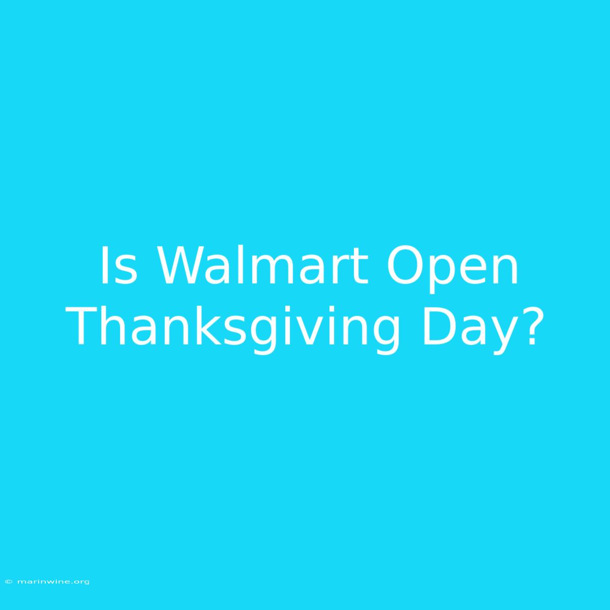 Is Walmart Open Thanksgiving Day?