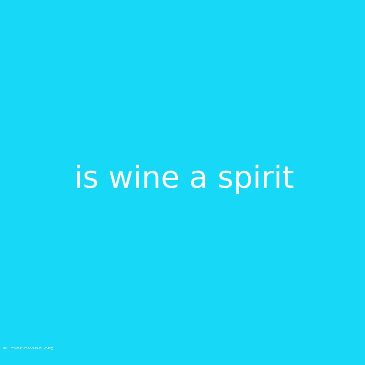 Is Wine A Spirit