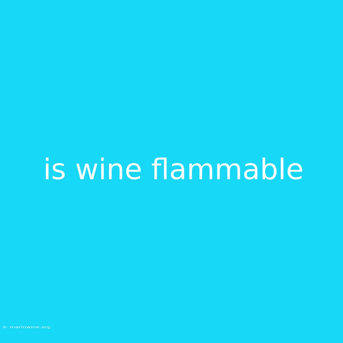 Is Wine Flammable