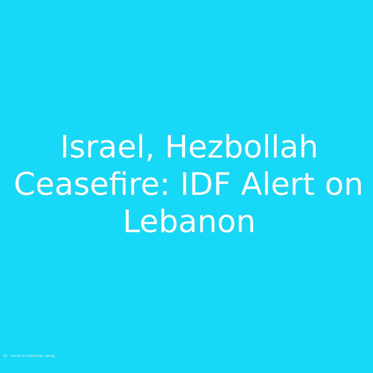 Israel, Hezbollah Ceasefire: IDF Alert On Lebanon