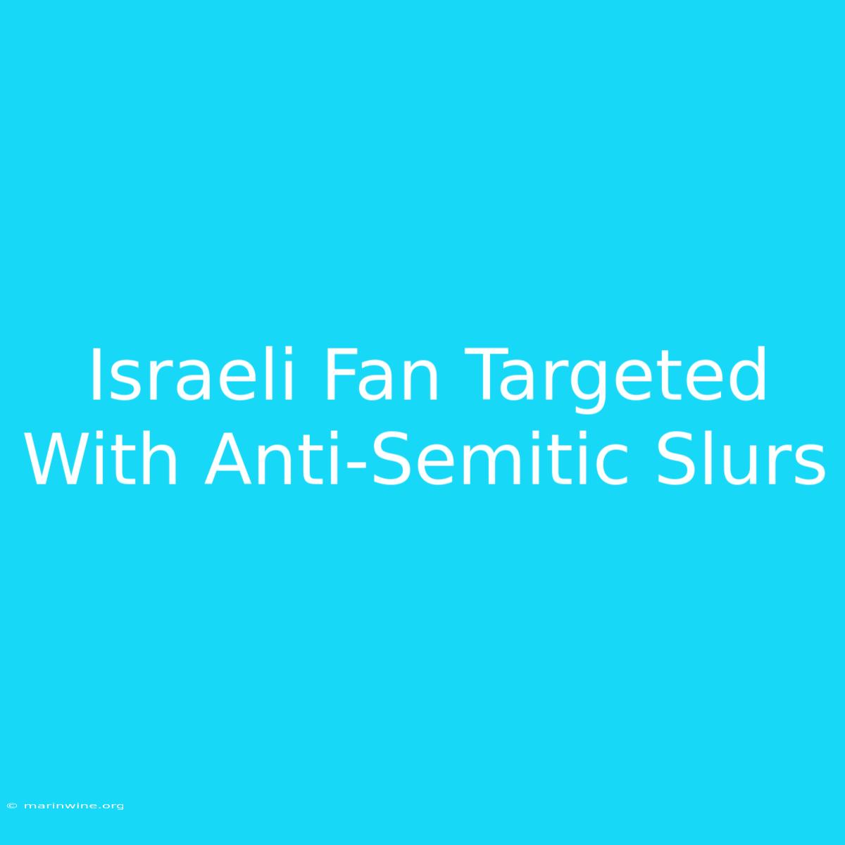 Israeli Fan Targeted With Anti-Semitic Slurs 