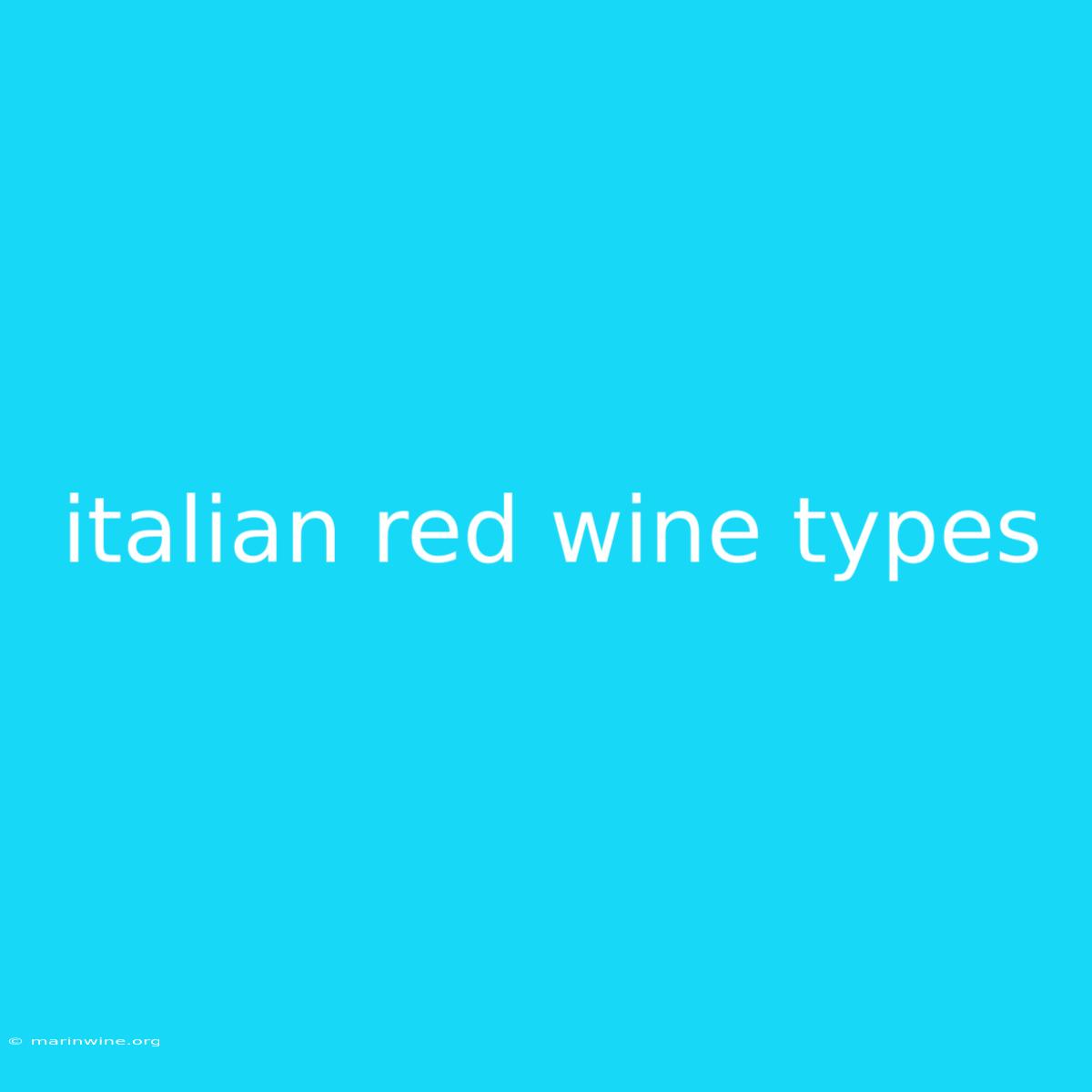 Italian Red Wine Types