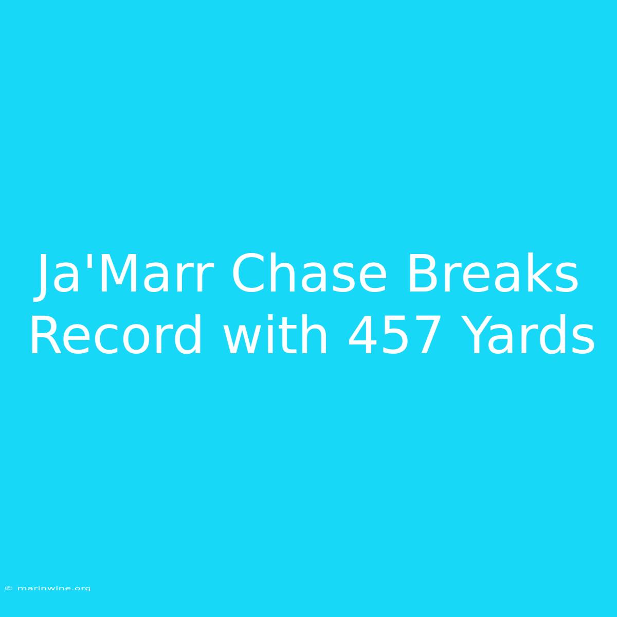 Ja'Marr Chase Breaks Record With 457 Yards